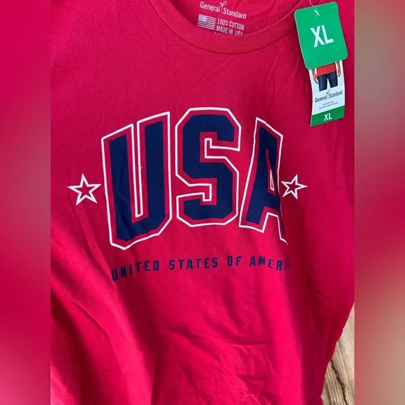 NWT men’s XL red USA 🇺🇸 tshirt 100% cotton - Picture 2 of 6